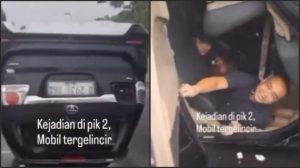 Fortuner Terbalik Karena Aquaplaning di area PIK 2, Warganet Soroti Penumpang yang mana Terlalu Santai