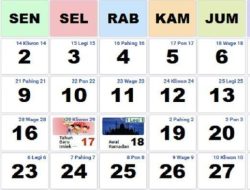 Kalender Syaban, Ramadhan, dan Syawal 1447 H Tanggal 20 Januari 2026