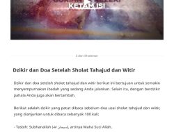 Dzikir dan Doa Setelah Sholat Tahajud dan Witir Ramadhan 2026